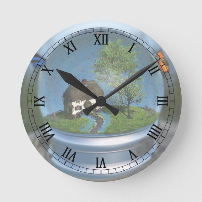 Butterfly Globe Clock Rund Klocka (Framsida)