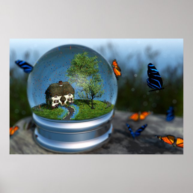 Butterfly Globe-utskrift Poster (Framsidan)