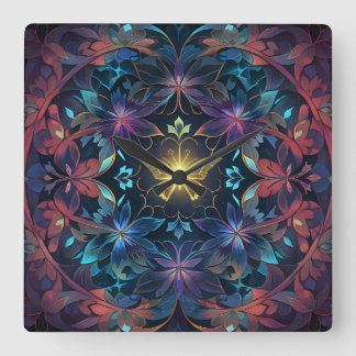 Butterfly Glow Fyrkantig Klocka