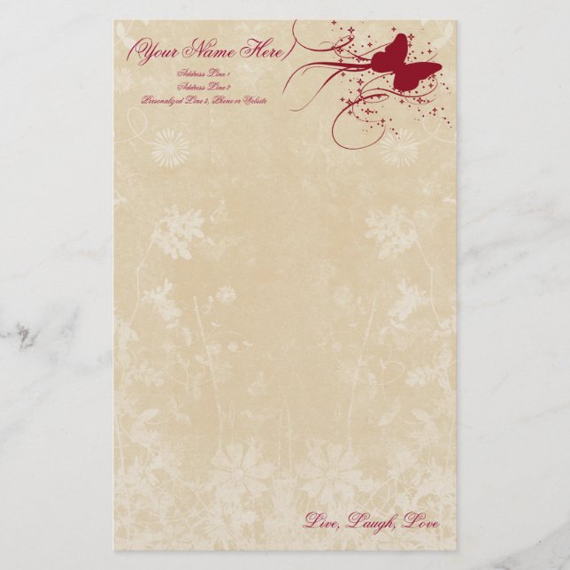 Butterfly Gnistra Personal Stationery Brevpapper (Framsida)