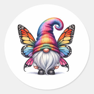 Butterfly Gnome Fantasy Runt Klistermärke