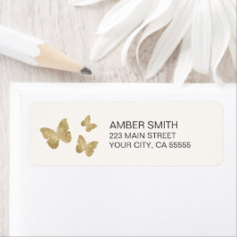 Butterfly Gold Foil-utseende Returadress Etikett