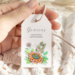 Butterfly Gracias Favor Taggs Presentetikett
