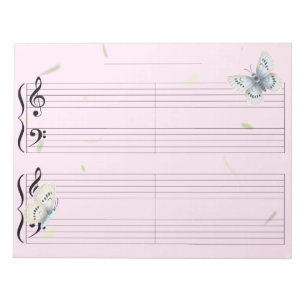 Butterfly Grand Staff Extra Wide Rule Kids Music Anteckningsblock