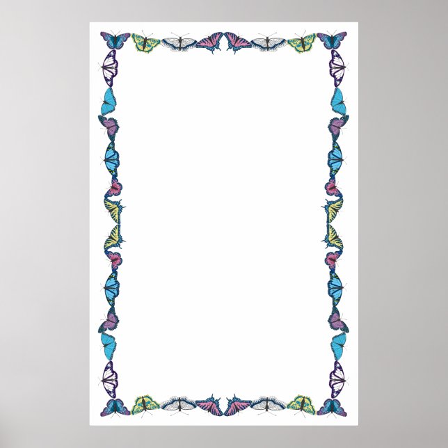 Butterfly Gräns på tom, anpassningsbar bakgrund Poster (Framsidan)
