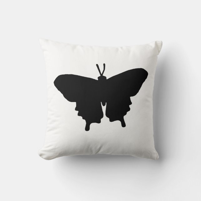 Butterfly Graphic Black and White Dekorativ kudde (Framsida)
