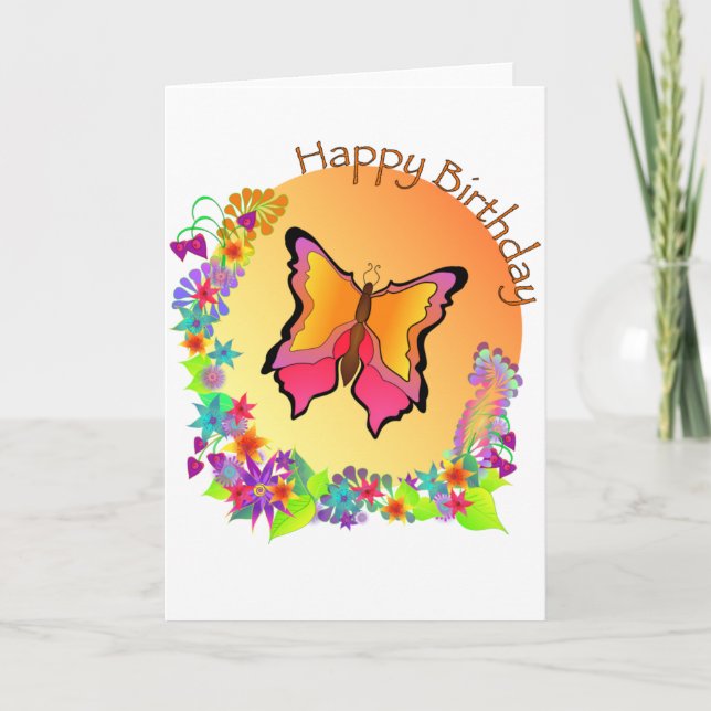 Butterfly Grattis på födelsedagen-kort Kort (Framsida)
