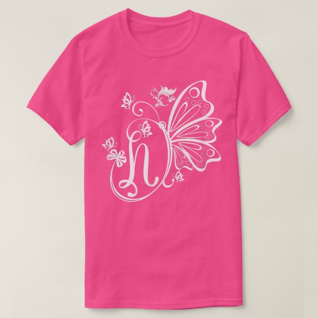 Butterfly Grunge Fairycore Aesthetic Letter N Mono T Shirt (Design framsida)