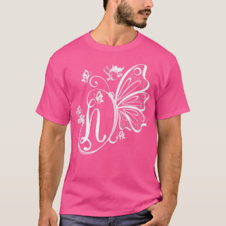 Butterfly Grunge Fairycore Aesthetic Letter N Mono T Shirt
