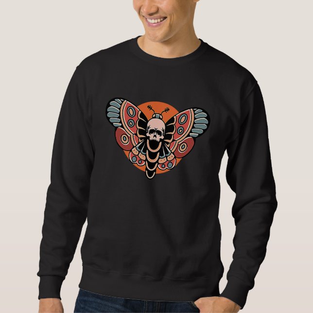 Butterfly Grunge Fairycore Aesthetic Skeleton Skul Lång Ärmad Tröja (Framsida)