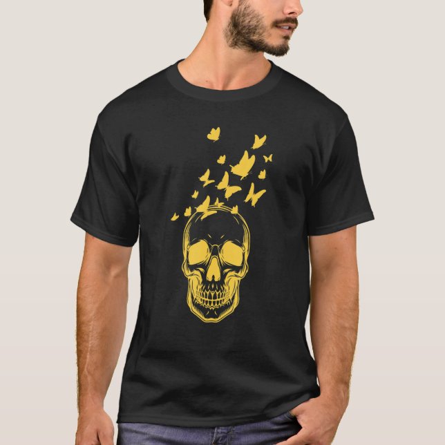 Butterfly Grunge Fairycore Aesthetic Skeleton Skul T Shirt (Framsida)