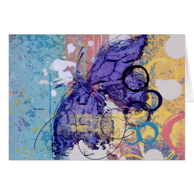 Butterfly Grunge Hälsningskort (Framsidan Horizontal)