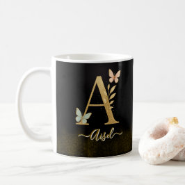 Butterfly Guld ’A’ Monogram Coffee Mugg