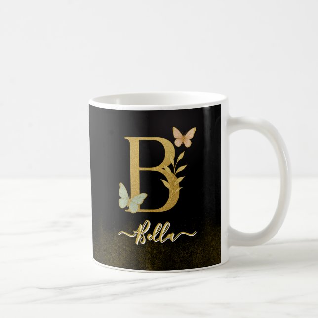 Butterfly Guld ’B’ Monogram Coffee Mugg (Höger)