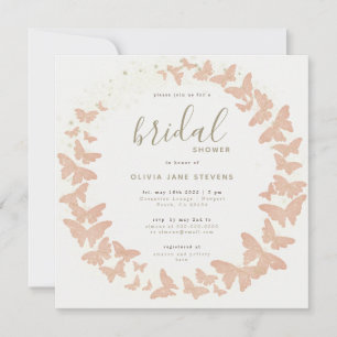 Butterfly Guld Peach Elegant Formell Möhippa Inbjudningar