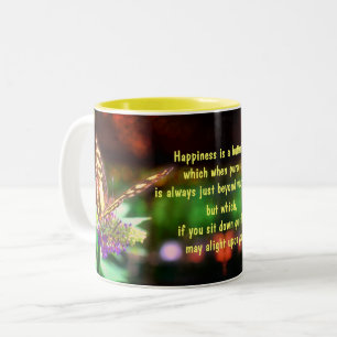 Butterfly Happity Quote Inspirational Två-Tonad Mugg