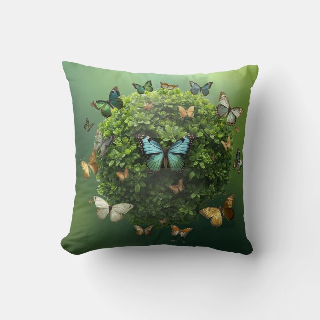 Butterfly Harmony Nature Sphere Throw Pillow Kudde (Framsida)