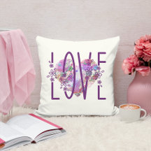 Butterfly Heart Blommigt Kärlek Text Cute Lila Boh