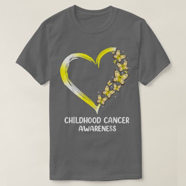 Butterfly Heart Guld Ribbon Childnature Cancer Med T Shirt (Design framsida)