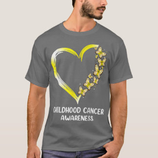 Butterfly Heart Guld Ribbon Childnature Cancer Med T Shirt