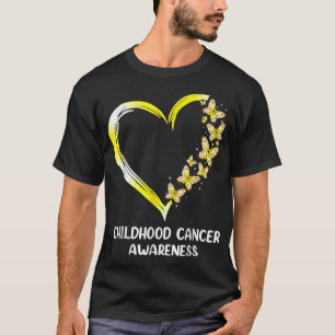 Butterfly Heart Guld Ribbon Childnature Cancer Med T Shirt