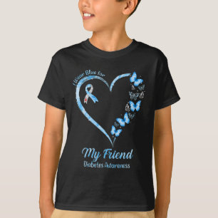 Butterfly Heart I Bära Blue för min vän Diabetes T Shirt