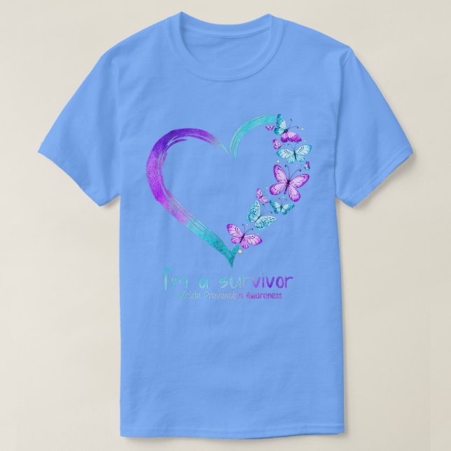 Butterfly Heart Im A Survivor SuiciiciPrevention A T Shirt (Design framsida)