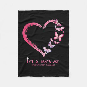 Butterfly Heart, jag är en Survivor Breast Cancer Fleecefilt