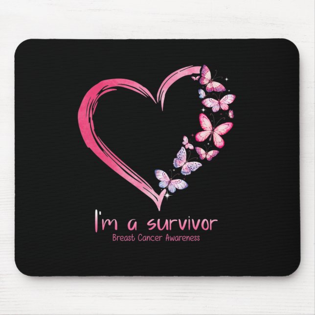 Butterfly Heart, jag är en Survivor Breast Cancer  Musmatta (Framsidan)