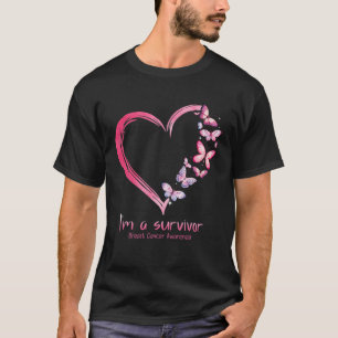 Butterfly Heart, jag är en Survivor Breast Cancer T Shirt