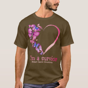 Butterfly Heart, jag är en Survivor Breast Cancer T Shirt