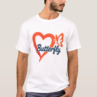 Butterfly Heart Kärlek Design | Romantisk typograf T Shirt