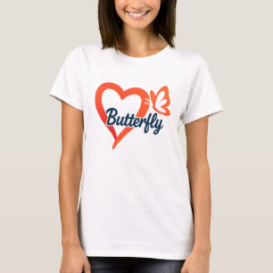 Butterfly Heart Kärlek Romantiska kvinnor t-shir T Shirt