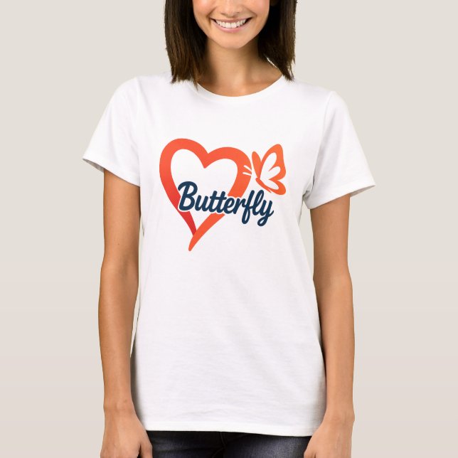 Butterfly Heart Kärlek | Romantiska kvinnor t-shir T Shirt (Framsida)