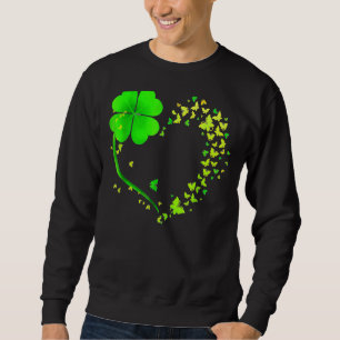 Butterfly Heart Löv Irish St Patrick Day Klöver H Lång Ärmad Tröja
