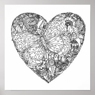 Butterfly Heart Mönster 2 Poster