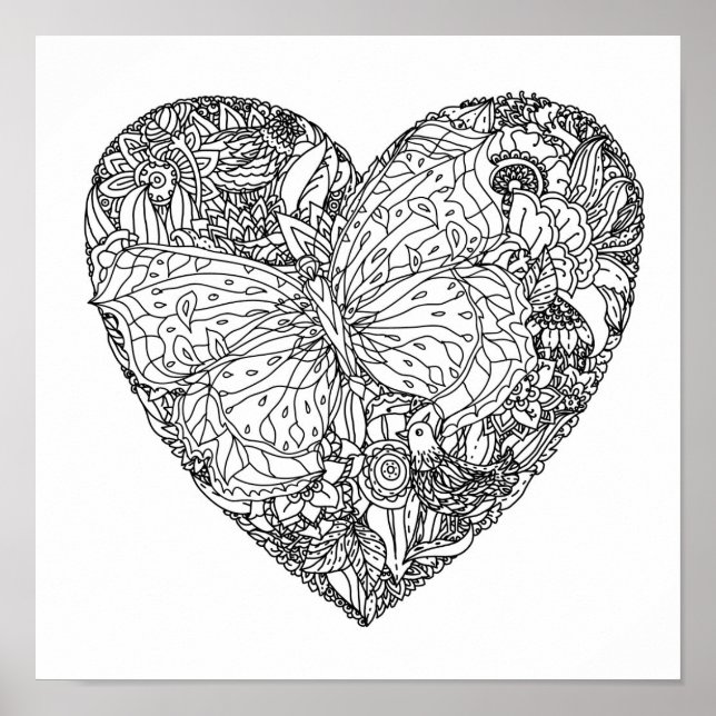 Butterfly Heart Mönster 2 Poster (Framsidan)