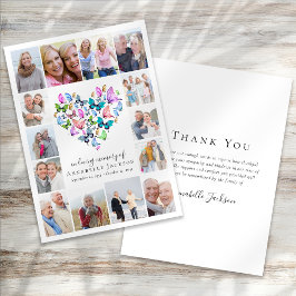 Butterfly Heart Photo Collage Funeral Sympathy Tack Kort