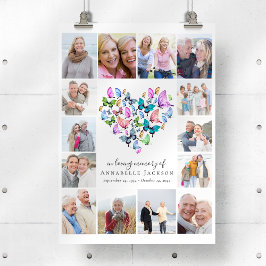 Butterfly Heart Photo Collage Funeral Välkomstteck Poster