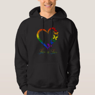 Butterfly Heart Rainbow Kärlek är Kärlek Lgbt Lesb Hoodie