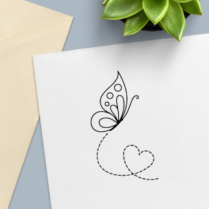 Butterfly Heart Självfärgande Stämpel