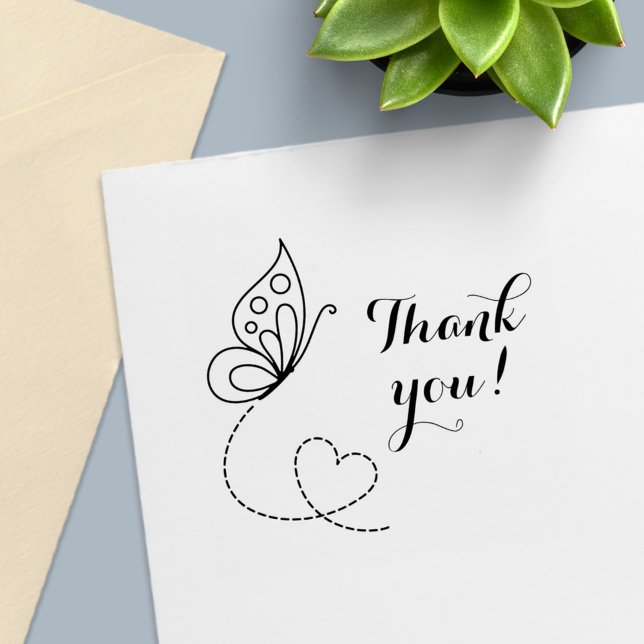 Butterfly Heart Tack Självfärgande Stämpel (Skapare uppladdad)