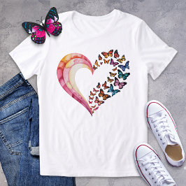 Butterfly Heart Watercolor Shirt T