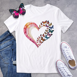 Butterfly Heart Watercolor Shirt T Shirt