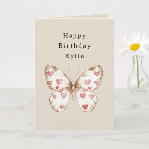 Butterfly Hearts Birthday Kort