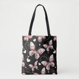 Butterfly Hearts Shopping Errand Tote Bag Tygkasse