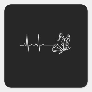Butterfly Heartslag Fyrkantigt Klistermärke