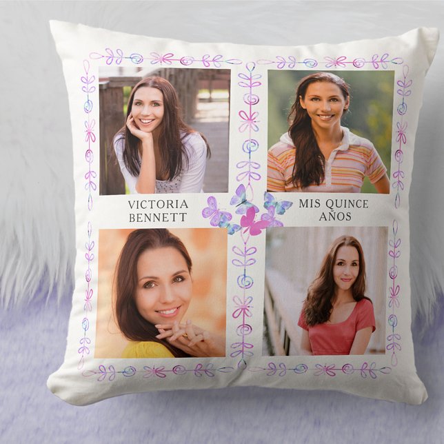 Butterfly Himlar Rosa Butterflies 4 Fotokollage Kudde (Skapare uppladdad)