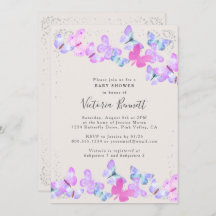 Butterfly Himlar Rosa Silver Confetti Baby Shower