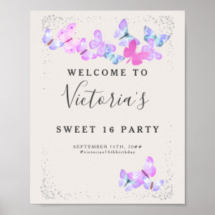 Butterfly Himlar Watercolor Butterflies Välkommen Poster